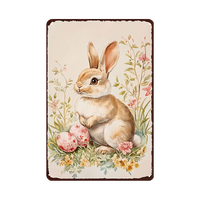 Carteles de hojalata de conejito impresos decorativos, placas de Metal de conejo Retro Vintage para casa de campo, jardín, pared, regalos publicitarios