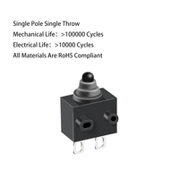 Interruptor Micro Impermeable IP67 para Inodoro, Interruptor de Botón Micro para Manija de Puerta de Coche, Tipo Normalmente Abierto, Presionar para Encender, 3A 125V PA66