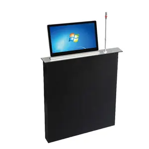 Conference system microphone meet room screen lcd lift audio system hidden desk monitor lift 21.5inch