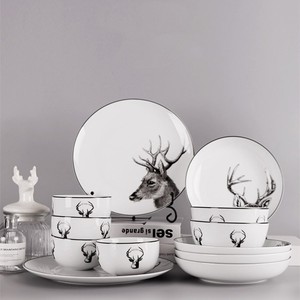 Estilo nórdico de porcelana vajilla de cerámica tazón alce platos plato de vajilla juegos - Product Image 1