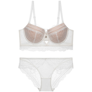 Ensemble de lingerie sexy en dentelle et résille, soutien-gorge push-up rembourré et culotte confortable - Product Image 5