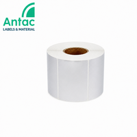 Rouleaux d'étiquettes autocollantes semi-brillantes blanches, rouleaux d'autocollants enduits, impression par transfert thermique, code-barres, faible MOQ, vente en gros