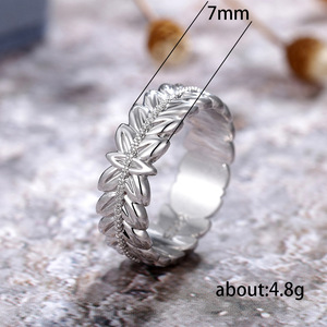 F683 <b>Rose</b> <b>Gold</b> Plated Leaf Pattern Alloy <b>Ring</b> Unisex Fashion Jewelry Gift for Women <b>Men</b> - Product Image 5
