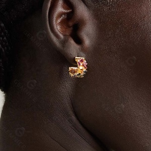 Orecchini a Cerchio Larghi Gemnel <span class=keywords><strong>2026</strong></span>, Gioielli Artigianali Placcati Oro 18K con Zirconi Multicolore Vivaci - Product Image 2