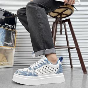 Men's <b>Shoes</b> 2025 New Summer Breathable Mesh Running Lace-up <b>Height</b> <b>Increasing</b> Thick Bottom Trendy Hot - Product Image 3