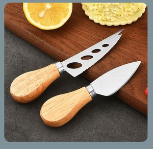 Wholesale Stainless Steel Cheese <b>Set</b> Kitchen Utensil Butter Custom Logo Knives Forks Spatula With <b>Wood</b> Handle - Product Image 5
