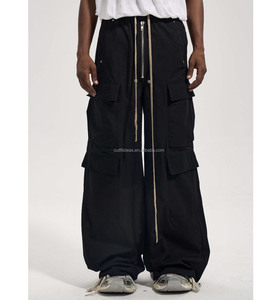 100% cotone Lido in nero con occhielli larghi Jeans lunghi con cerniera Jeans per uomo con cerniera larghi pantaloni con coulisse - Product Image 1