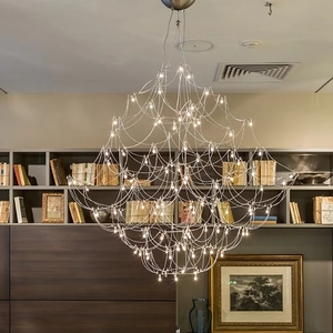 Lámpara de Araña LED Moderna de Lujo con Forma de Estrella y Flores Grandes, con Red de Alambre de Acero, para Escaleras y Sala de Estar - Product Image 5