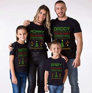 New custom streetwear bambini abbigliamento per adulti vestiti di <span class=keywords><strong>famiglia</strong></span> t-shirt set vestiti di natale manica corta <span class=keywords><strong>famiglia</strong></span> di corrispondenza set tshirt - Product Image 1