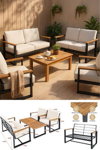 Ensemble de canapés de patio en forme de L, de luxe, écologique, durable, en aluminium, de style postmoderne, résistant aux intempéries - Product Image 2