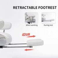 JOHOOFURNITURE Chaise de bureau exécutive extra large en cuir PU blanc à dossier haut avec repose-pieds Burostuhl
