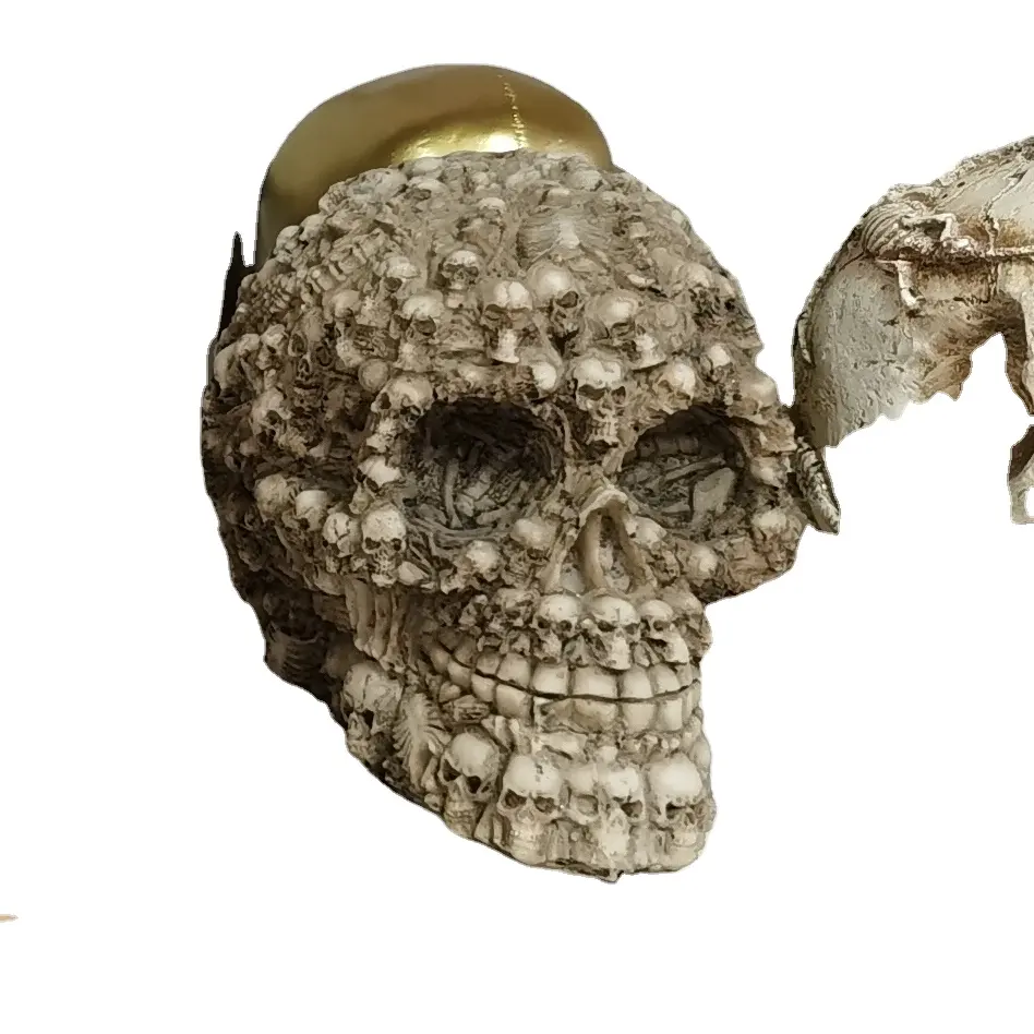 Skull Aquarium Ornament-Resin Artificial Head Skeleton Exotic Environments Decoration, Skulls for Aquarium, Landscape, Snake Hid