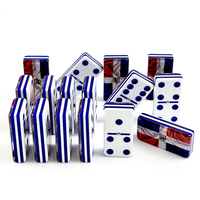 Jeu de dominos en acrylique personnalisé avec drapeau de la République dominicaine, double 9, 55 pièces, multicouche, 55x28x14mm, jeu de société familial en vrac