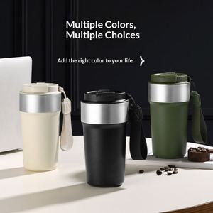 Food Grade 510Ml 17Oz Custom 304 Stainless Steel <b>Thermos</b> Vacuum Insulation Travel Car Coffee Tumbler <b>Cup</b> With Rope & Straw - Product Image 3