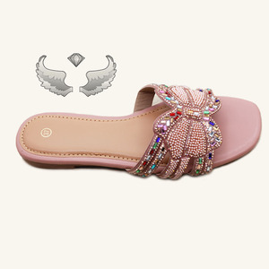 Sandali da donna <span class=keywords><strong>con</strong></span> suola morbida da spiaggia di alta qualità <span class=keywords><strong>con</strong></span> papillon e strass, pantofole da donna leggere - Product Image 4
