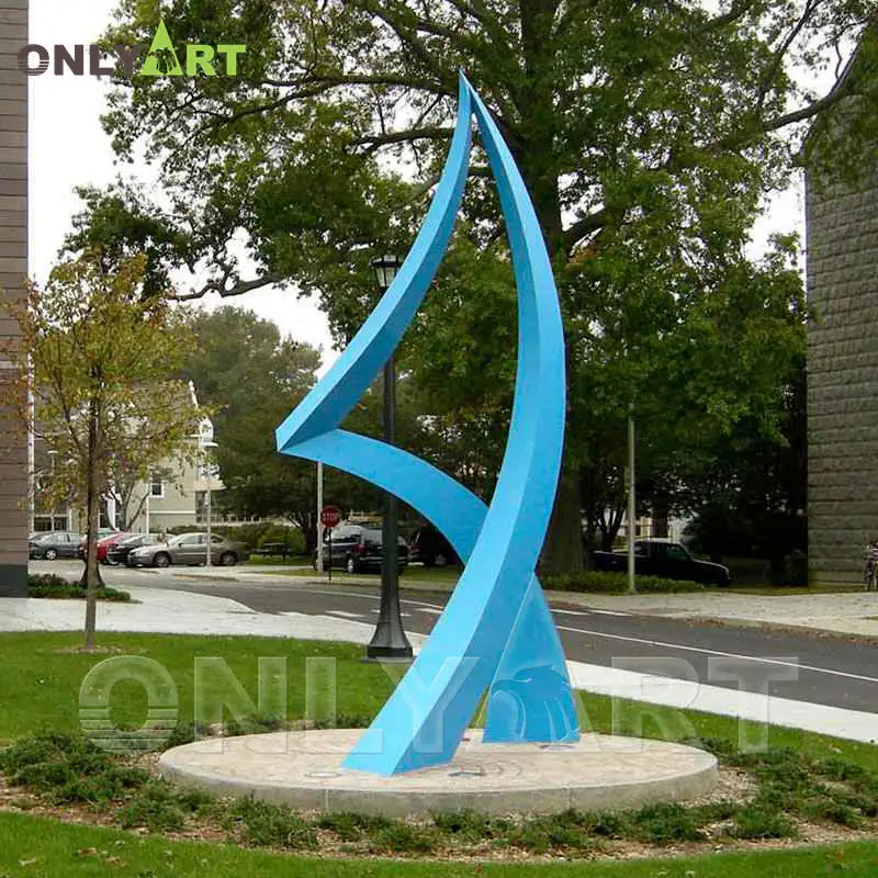 Esculturas de grama, decoração de alta qualidade, design moderno, aço inoxidável, metal azul