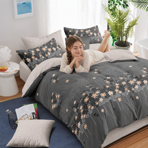 Juego de Ropa de Cama de Poliéster con Diseño de Flores Silvestres en Gris Oscuro, Disponible en Polonia, para Envío Directo en la UE, 3 Piezas - Product Image 3