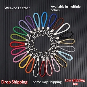 Vente en gros d'accessoires automobiles Poussoir au sol Petit cadeau-PU Cuir tressé Corde Porte-clés Moderne Simple Tressé - Product Image 2