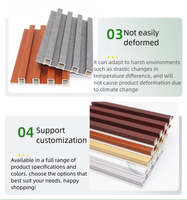 Panneau acoustique contemporain en PVC et WPC rainuré, résistant à l'humidité, avec finition métallique brossée, conçu pour les murs de fond de salon et de couloir