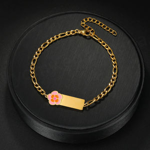 Pulsera de Acero Inoxidable con Baño de Oro y Diamantes, Diseño de Flor, para Regalos, Colección de Dibujos Animados, Venta al por Mayor - Product Image 6