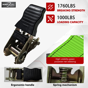 अनुकूलित पॉलिएस्टर रैचेट टाई टाई स्ट्रैप टाई 800 किलोग्राम ब्रेक ताकत के साथ मोटरसाइकिल और ट्रकों के लिए प्रमाणित - Product Image 2