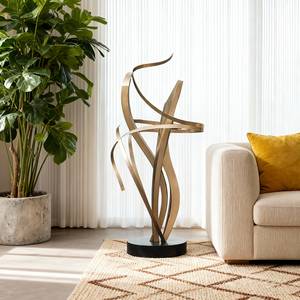 景悦定制金色金属丝带雕塑现代弧形豪华客厅家居室内装饰当代艺术摆件 - Product Image 1