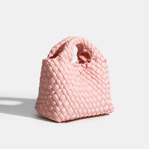 Ensemble de sacs à main en cuir vegan pour femme, couleur unie, sac fourre-tout tissé à la main, pochette, sac à bandoulière, résistant à l'eau, avec chaîne - Product Image 5