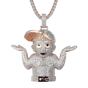Joyería Luxira al por Mayor, Colgante Hip Hop de Latón con Incrustaciones de Circonitas, Nuevo Diseño Personalizado de Personajes de Dibujos Animados, Chapado en Plata, Engaste de Garra, Moda - Product Image 1