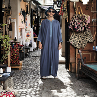Nouvelle Tunique Marocaine en Coton pour Hommes, Style Khamis, Manches Longues, Vêtement Islamique Décontracté pour Adultes, Respirant, Longueur Cheville, Fait Main, Couleur Unie