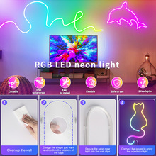 Bande lumineuse LED en silicone RGBIC à activation sonore Bluetooth, effet néon, éclairage d'ambiance séquentiel, 30 mètres, en stock - Product Image 5