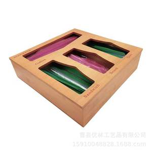 Bamboo Drawer Organizer Rectangular Food <b>Storage</b> Bag Holder Wooden <b>Box</b> Eco-Friendly <b>Kitchen</b> Cabinet Insert - Product Image 5