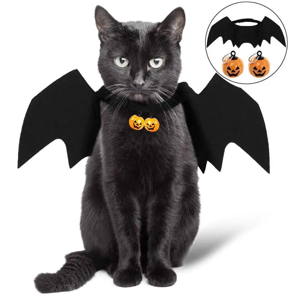 New Arrival Halloween Christmas Cat Bat Wings Pet Costume Cat Cosplay Witch Cloak Bat Wings Wizard Hat On Sale