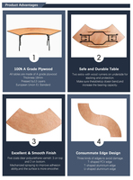Tables de salle à manger pliantes en contreplaqué, forme ondulée, plusieurs tailles et couleurs au choix, pour usage hôtelier, intérieur/extérieur, mariage, fête