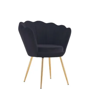 <span class=keywords><strong>Fauteuil</strong></span> moderne nordique capitonné en tissu velours bleu clair, chaise de salle à manger rembourrée avec pieds en chrome doré, mobilier de maison - Product Image 1