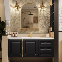 Ensemble de meuble-lavabo de salle de bain en céramique sans joint de type américain, lavabo en chêne, lavabo antique de style français, lavabo de luxe léger