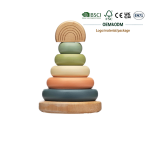 JET NEW Jouets Montessori en bois de bonne qualité, colonne à empiler, jouets éducatifs sensoriels pour <span class=keywords><strong>la</strong></span> motricité fine - Product Image 1