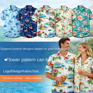 เสื้อเชิ้ตลายดอกสไตล์ฮาราจูกุ แขนสั้น สำหรับฤดูร้อน ชายหาด วันหยุดพักผ่อน ไทย ยูนนาน เทศกาลสงกราน  แบบยูนิเซ็กซ์ ฮาวาย ระบายอากาศได้ดี - Product Image 2