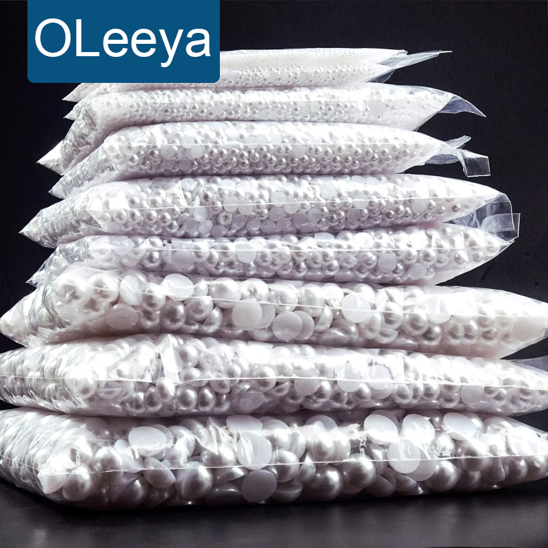 Oleeya 2 мм-14 мм Оптовая продажа Абс плоская задняя свободная жемчужина полукруглая россыпь для дизайна ногтей