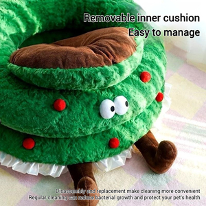 Hot Selling Weihnachts kranz Haustier Bett Selbst erhitzen des Plüsch nest für Katzen Kleine Hunde Warme gemütliche Winter bettwäsche Großhandel - Product Image 3