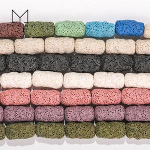 Yammy ร้อนขายส่งอย่างดีโปแลนด์หลอดบาร์เรลรูปร่างหินหลวมธรรมชาติภูเขาไฟลาวาหินลาวาสีดําลูกปัดสําหรับเครื่องประดับทํา - Product Image 1