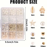 Lot de perles d'espacement en acrylique en gros, 12 compartiments, breloques perle, tortue, étoile de mer pour bijoux, approvisionnement en gros direct usine