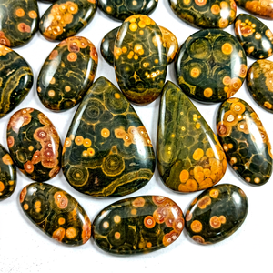 Vente en gros Radha Arts Cabochon en Jaspe Océanique Naturel, Opale Jaune-Verte, Coupe Ovale, 25mm-40mm, Dos Plat, pour la Fabrication de Bijoux - Product Image 1