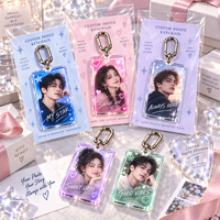 Porte-clés personnalisé en acrylique époxy avec photo, support pour fans d'idoles, avec mousqueton, OEM ODM sur mesure
