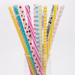 Reusable Drinking Straw Thick Plastic Straws with Cleaning Brush Straw Cleaner