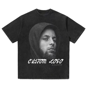 Thời Trang Dạo Phố OEM <span class=keywords><strong>T</strong></span>ùy Chỉnh Y2K 100% Cotton Heavyweight Axit Rửa Cổ Điển Đồ Họa Dtg In Quá Khổ 240gsm TEE Crew Cổ Áo Thun - Product Image 3