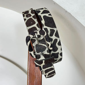 Nuevo pelo hecho a mano en estampado de animales cinturón de mujer occidental hecho a mano 100% cuero Real estilo bohemio cubierta de piel hebilla cinturón para Jeans - Product Image 6