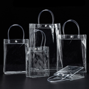 Sac à fleurs <span class=keywords><strong>transparent</strong></span> en PVC personnalisé avec logo, portable, pour boissons, cadeaux, shopping, en <span class=keywords><strong>plastique</strong></span> <span class=keywords><strong>transparent</strong></span> avec poignées - Product Image 1