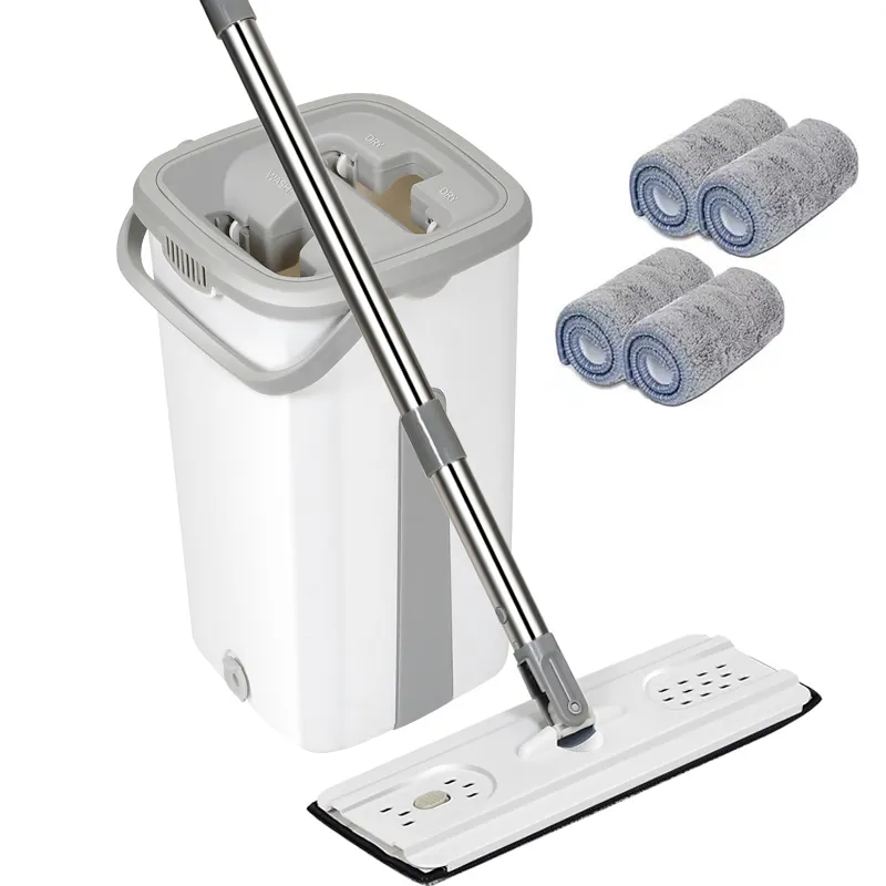 2022 supplier wholesale cheap hand free microfiber cleaning floor easy squeeze 360 and spin magic flat mops with bucket set