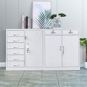 Petite armoire en fer avec serrure à tiroir Section inférieure à deux seaux Large Moyen Cinq Simple Verre ouvert bas Sh - Product Image 2