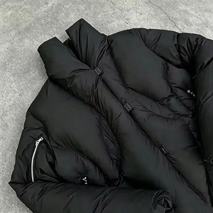 Veste <span class=keywords><strong>d</strong></span>'<span class=keywords><strong>hiver</strong></span> épaisse et chaude coupe-vent noire pour <span class=keywords><strong>homme</strong></span>, style streetwear, personnalisable OEM, avec fermeture éclair, en duvet, pour l'extérieur - Product Image 4